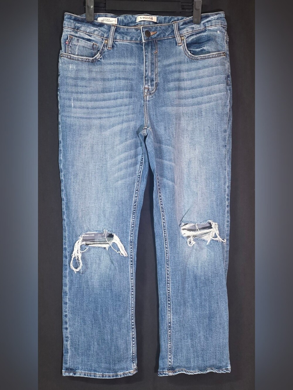 Vigoss Stevie Crop Straight Distressed Ripped Knee Jeans